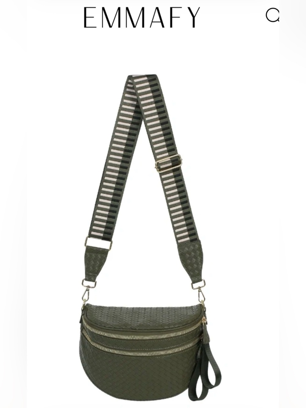 Emmafy GoFree - Olive Green Woven Leather Bum Bag